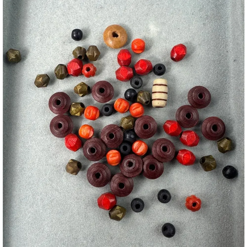 Assorted Red Acrylic, Wood and Glass Beads Variety of Shades Shapes and Sizes